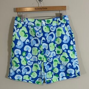 Emily McCarthy Mens Swim Trunks Short Green Blue Button Zipper Sz L NEW